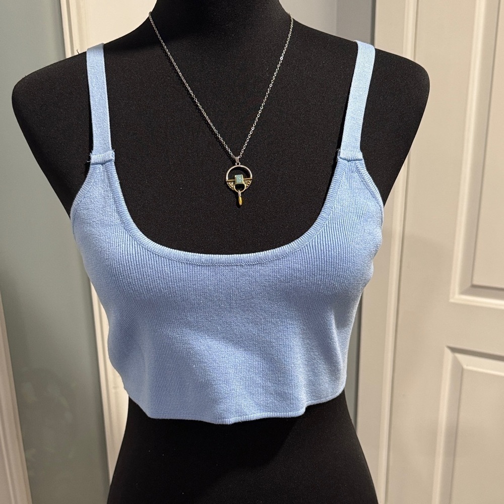 Light Blue Ribbed Tank Top